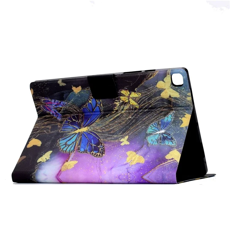 Pour Samsung Galaxy Tab A7 Lite 8.7 pouces T220 / T225 Tablet Case Pattern Printing Card Slot Leather Cover - Golden Butterflies