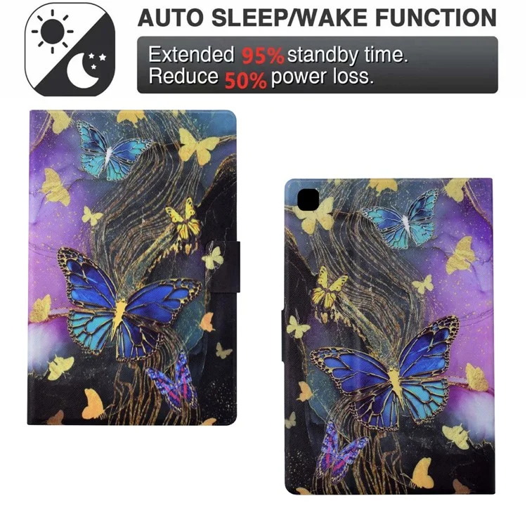 Pour Samsung Galaxy Tab A7 Lite 8.7 pouces T220 / T225 Tablet Case Pattern Printing Card Slot Leather Cover - Golden Butterflies