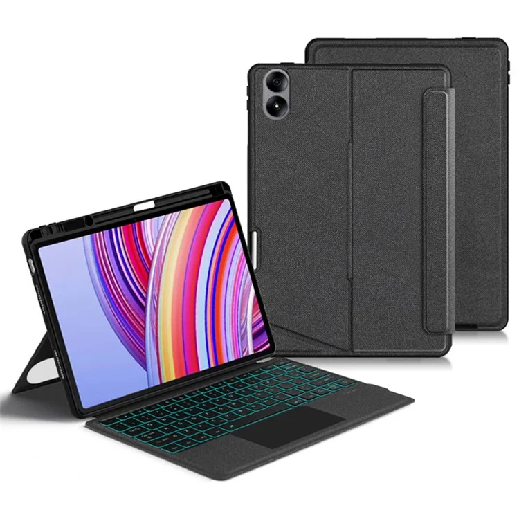 For Xiaomi Redmi Pad Pro Leather Case + Bluetooth-compatible Keyboard with Backlight Trackpad