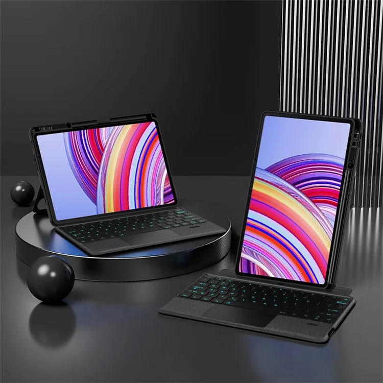 For Xiaomi Redmi Pad Pro Leather Case + Bluetooth-compatible Keyboard with Backlight Trackpad