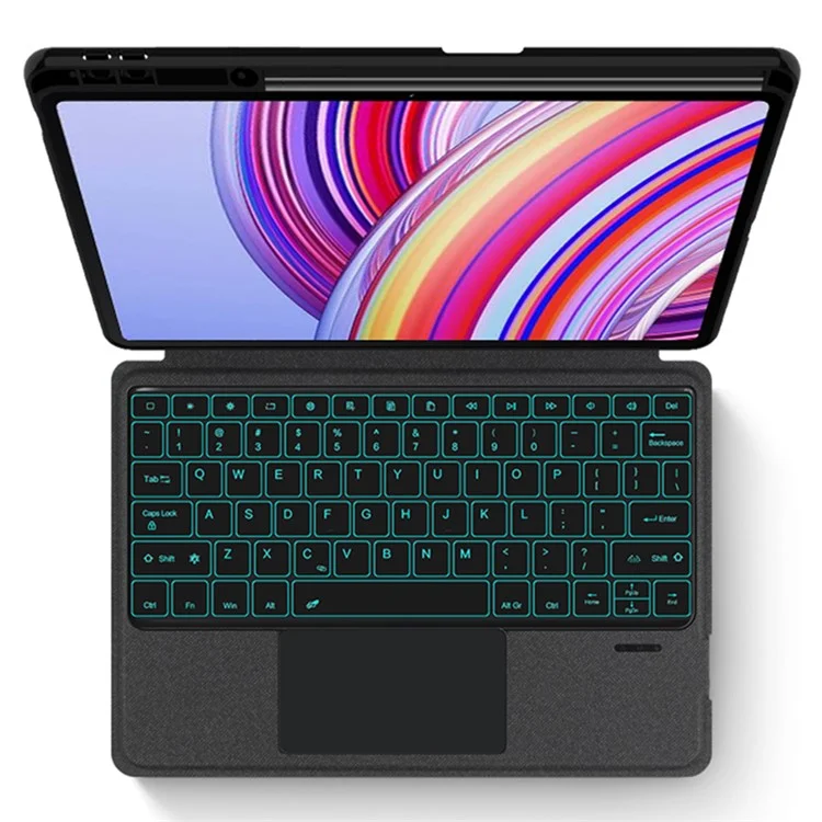 For Xiaomi Redmi Pad Pro Leather Case + Bluetooth-compatible Keyboard with Backlight Trackpad