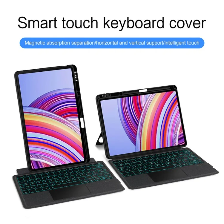 For Xiaomi Redmi Pad Pro Leather Case + Bluetooth-compatible Keyboard with Backlight Trackpad
