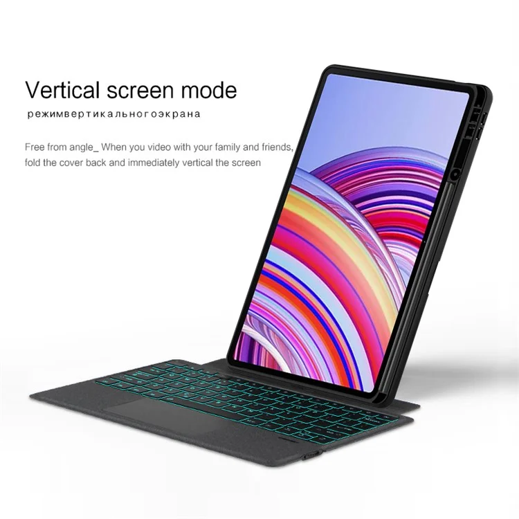 For Xiaomi Redmi Pad Pro Leather Case + Bluetooth-compatible Keyboard with Backlight Trackpad