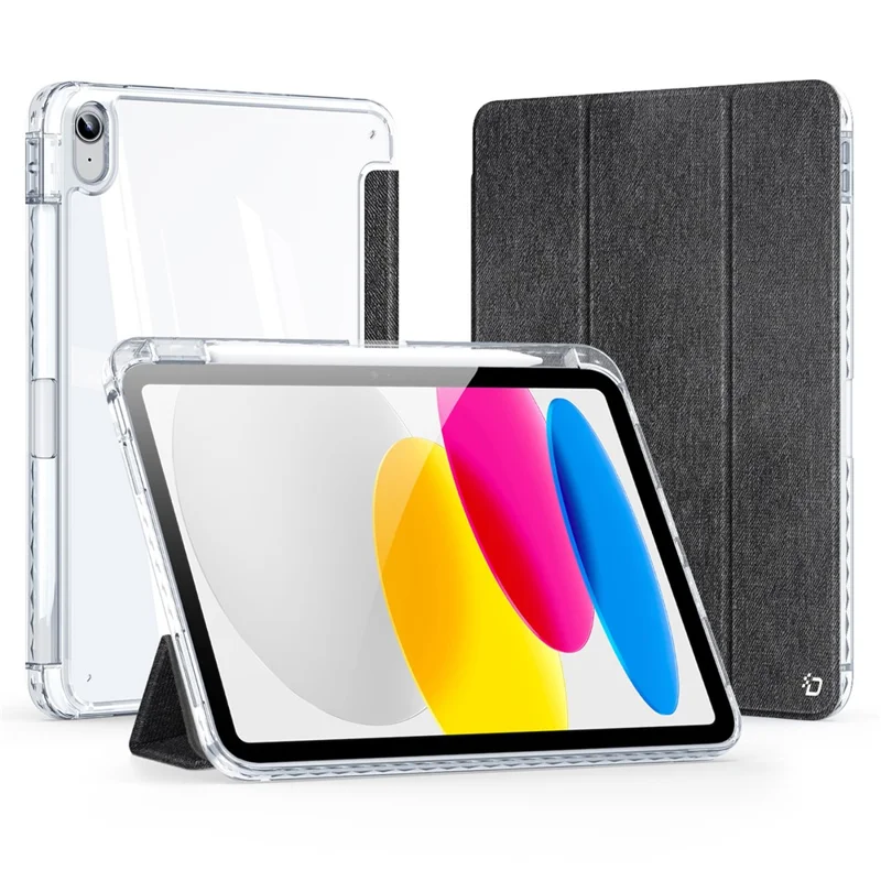 DUX DUCIS Unid Series For iPad (2025) / 10.9 (2022) Tablet Case Clear Auto Wake / Sleep TPU+PC+Leather Shell - Black