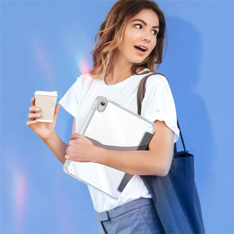 DUX DUCIS Unid Series For iPad (2025) / 10.9 (2022) Tablet Case Clear Auto Wake / Sleep TPU+PC+Leather Shell - Black