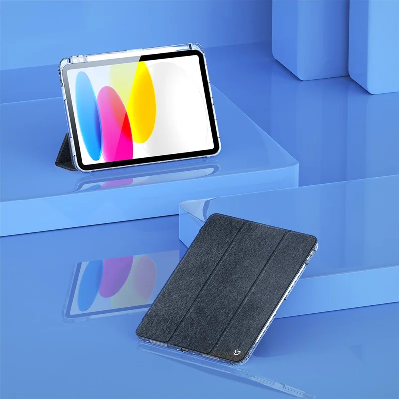 DUX DUCIS Unid Series For iPad (2025) / 10.9 (2022) Tablet Case Clear Auto Wake / Sleep TPU+PC+Leather Shell - Black