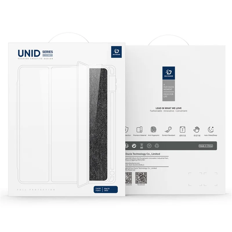 DUX DUCIS Unid Series For iPad (2025) / 10.9 (2022) Tablet Case Clear Auto Wake / Sleep TPU+PC+Leather Shell - Black