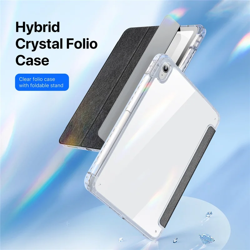 DUX DUCIS Unid Series For iPad (2025) / 10.9 (2022) Tablet Case Clear Auto Wake / Sleep TPU+PC+Leather Shell - Black