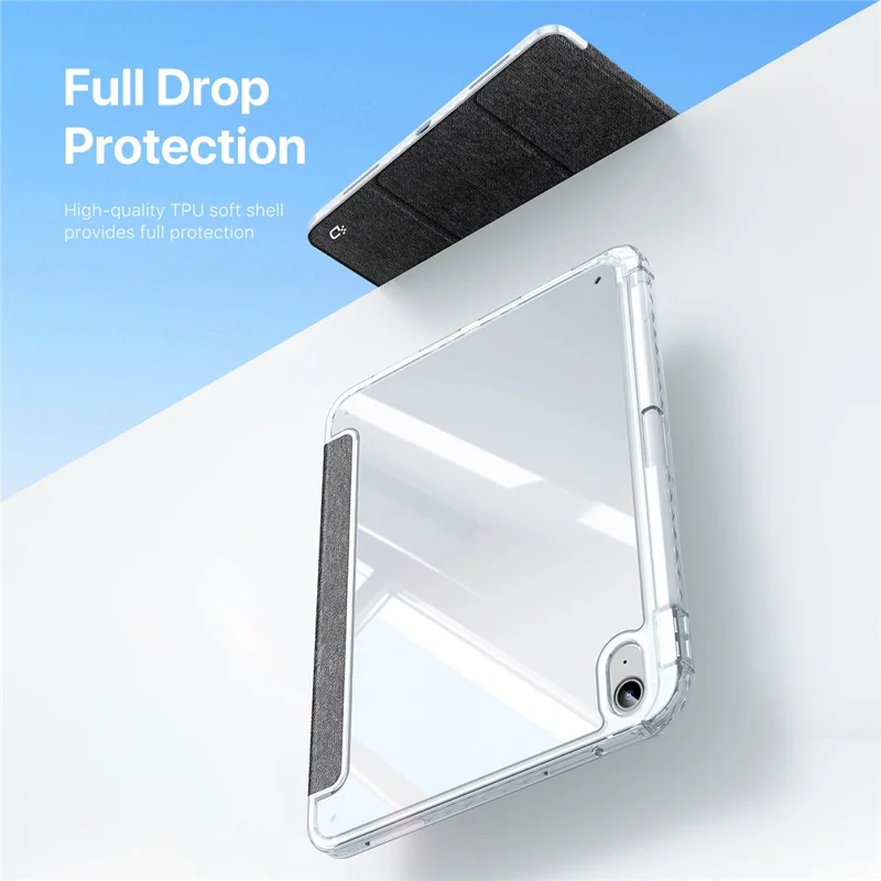 DUX DUCIS Unid Series For iPad (2025) / 10.9 (2022) Tablet Case Clear Auto Wake / Sleep TPU+PC+Leather Shell - Black