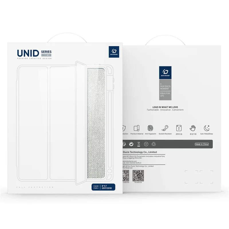 DUX DUCIS Unid Series For iPad 9.7-inch (2017) / (2018) / Air (2013) / Air 2 Case Auto Wake / Sleep PU Leather Clear Back Tablet Cover - Light Green