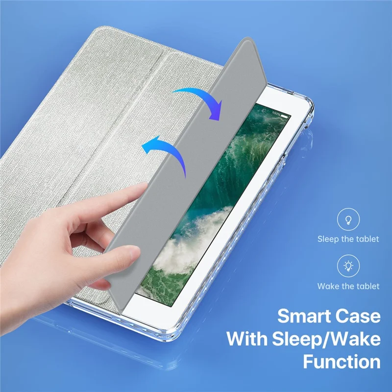 DUX DUCIS Unid Series For iPad 9.7-inch (2017) / (2018) / Air (2013) / Air 2 Case Auto Wake / Sleep PU Leather Clear Back Tablet Cover - Light Green