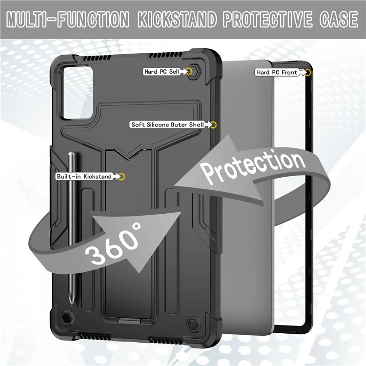 Для чехла Lenovo Tab M11 / Xiaoxin Pad 11 2024 Case Т-образная подставка PC+Silicone Tablet Cover - Черный