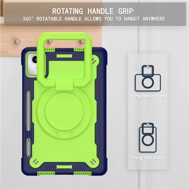 For Lenovo Tab M11 / Xiaoxin Pad 11 2024 Case Protective Kickstand Tablet Cover with Shoulder Strap - Navy Blue / Green
