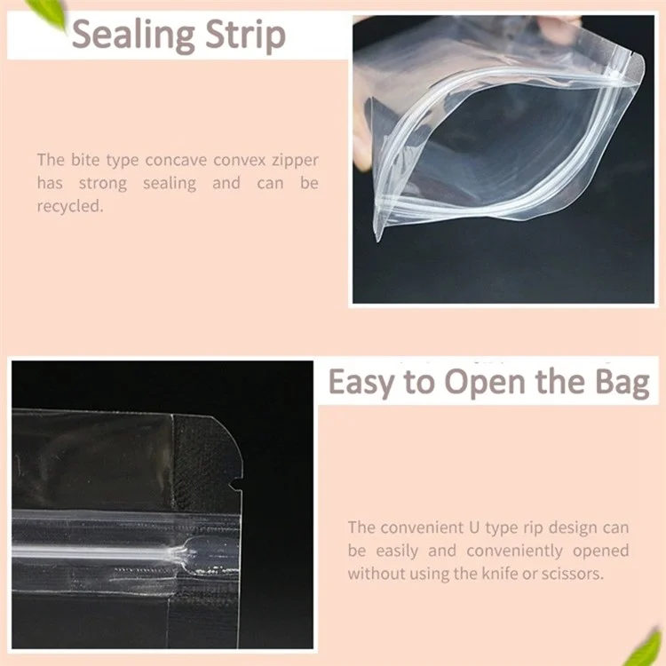 MX-010 100 piezas 10x15 + 3 cm Bolsa transparente de pie 16C Bolsas con cierre hermético resellable