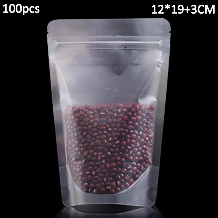MX-008 100 pezzi 12x19cm + 3cm Borse per conservazione opache 20C Stand Up Self-Sealing Food Bags