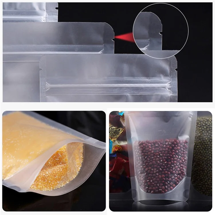 MX-008 100 pezzi 12x19cm + 3cm Borse per conservazione opache 20C Stand Up Self-Sealing Food Bags