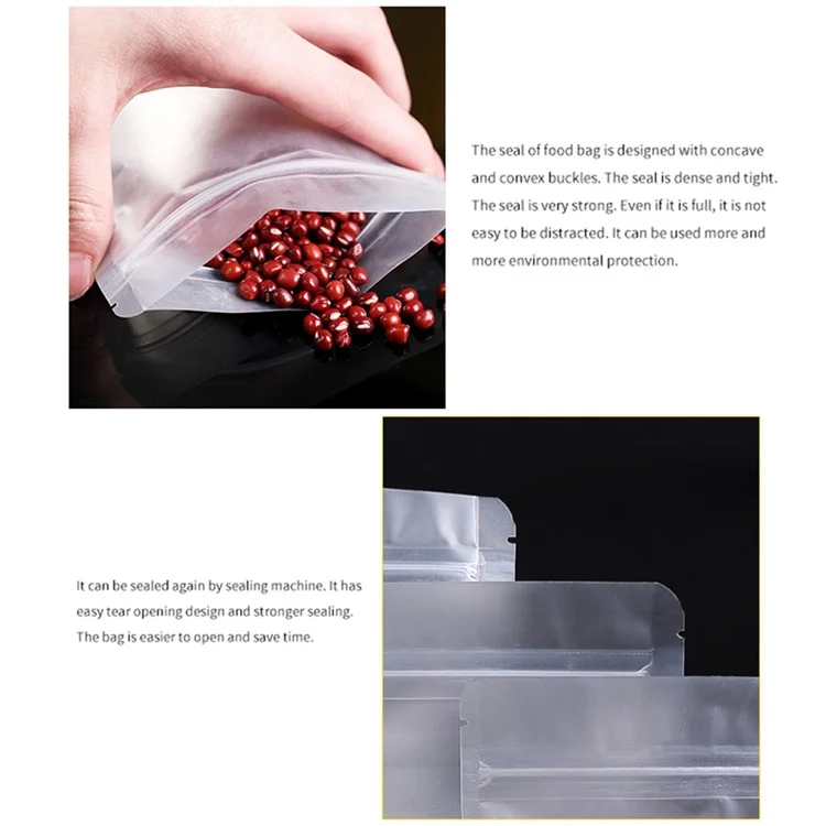 MX-008 100 pezzi 12x19cm + 3cm Borse per conservazione opache 20C Stand Up Self-Sealing Food Bags