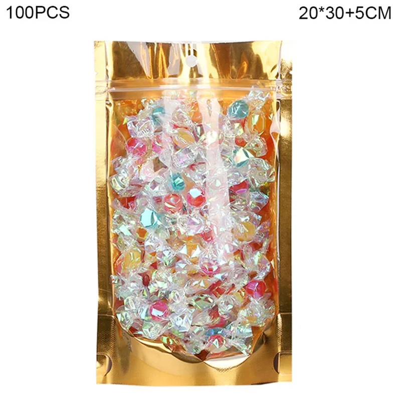 MX-111 100Pcs 20x30+5cm Sealable Stand Up Pouch 16C Food Storage Bags with Clear Front Window