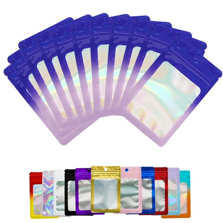 MX-109 100Pcs 9x16cm 14C Bolsas de sellado claras con ventana mate - Azul+Rosa