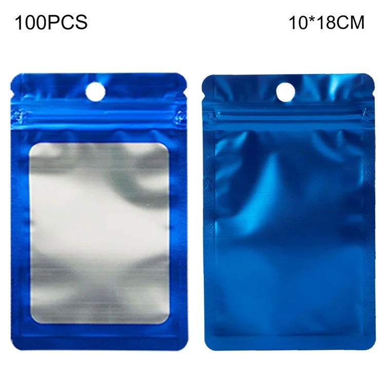MX-109 100Pcs 10x18cm 14C Sealing Bag Clear Frosted Window Food Storage Pouches (No FDA, BPA-Free) - Blue