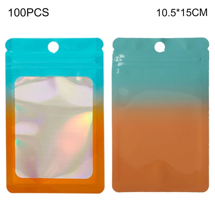 MX-109 100Pcs 10.5x15cm Reusable Seal Pouches Clear Matte Window Sealable Packaging Bag 14C - Blue+Orange
