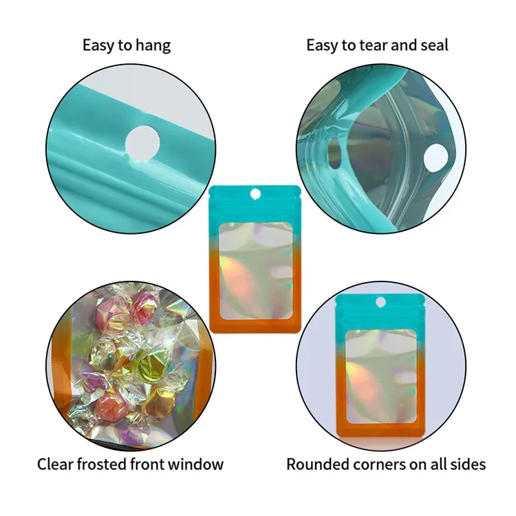 MX-109 100Pcs 10.5x15cm Reusable Seal Pouches Clear Matte Window Sealable Packaging Bag 14C - Blue+Orange