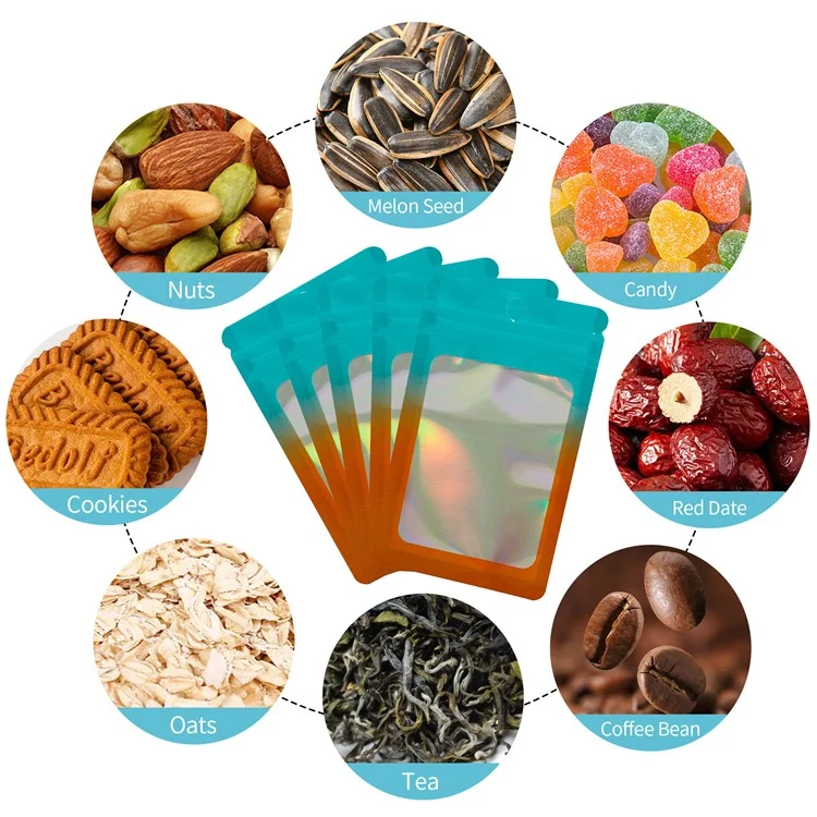 MX-109 100Pcs 10.5x15cm Reusable Seal Pouches Clear Matte Window Sealable Packaging Bag 14C - Blue+Orange