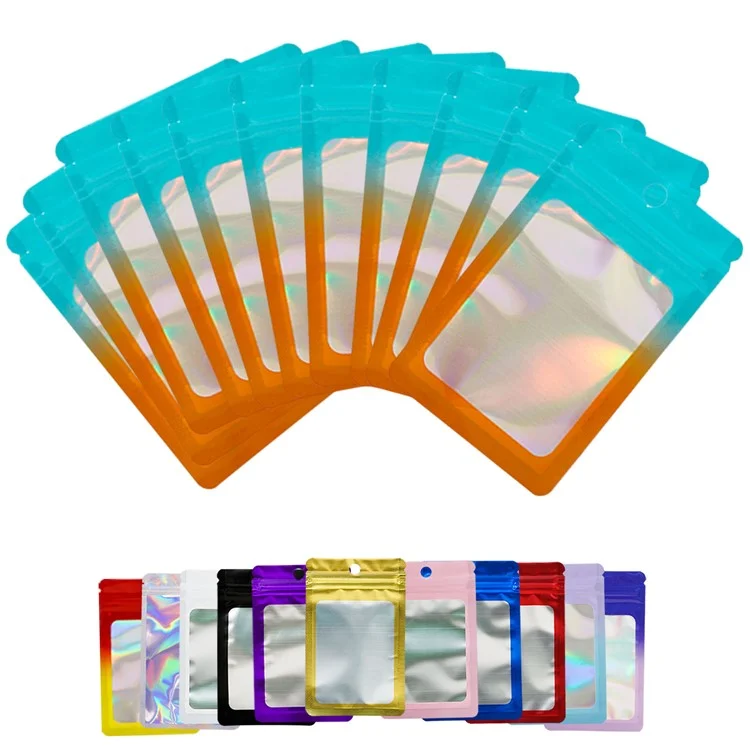 MX-109 100Pcs 10.5x15cm Reusable Seal Pouches Clear Matte Window Sealable Packaging Bag 14C - Blue+Orange