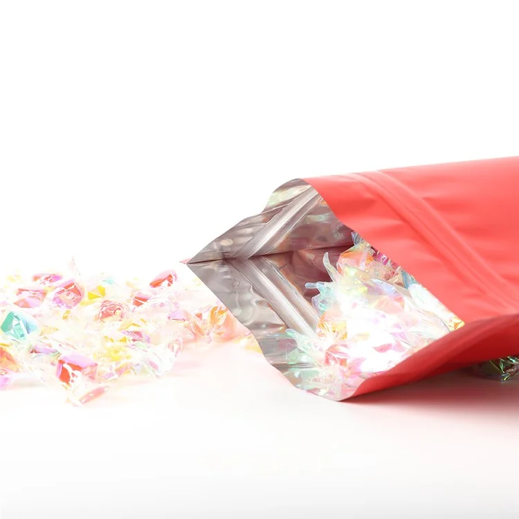 MX-104 100 pezzi 16x24cm+4cm Sacchetti richiudibili Ziplock in piedi Borse 20C Colorati a prova di odore Borsa di immagazzinaggio - Rosso 