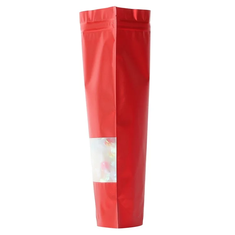 MX-104 100 pezzi Buste per la conservazione degli alimenti 14x20cm+4cm 20C Sacchetti per caffè in grani in piedi con finestra trasparente - Rosso