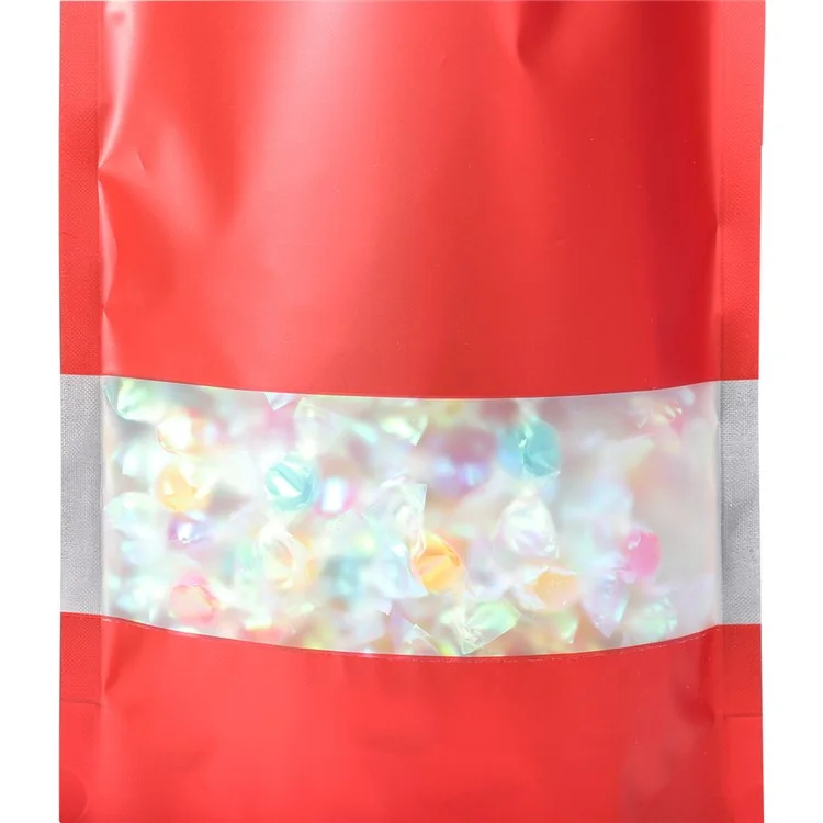 Bolsas de almacenamiento de color con ventana transparente de 100 piezas 12x20cm+4cm, autosellantes, 20C - Rojo 