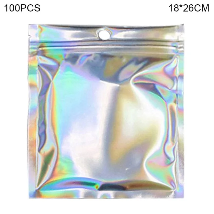 MX-101 100 Piezas Bolsa de sellado Película láser PET+CPP de 14C de grosor Bolsas de almacenamiento de uso múltiple, 18x26cm (Sin FDA, libre de BPA)