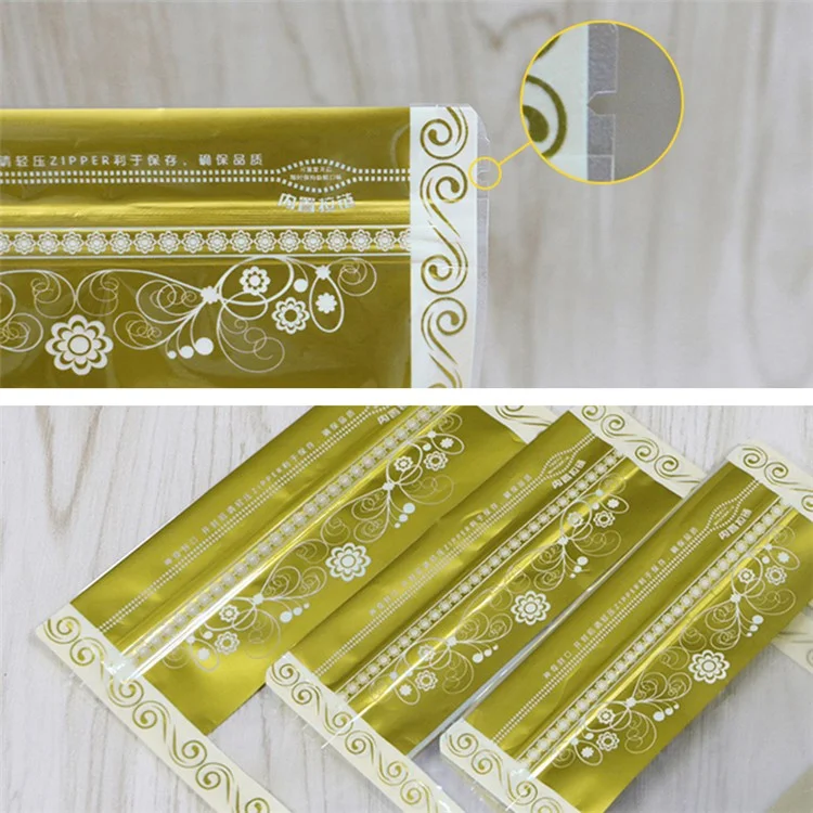 MX-066 100 Pcs 16x24cm+4,5cm Stand Up Packaging Bags 13C Lace Pattern Design Food Storage Pouch
