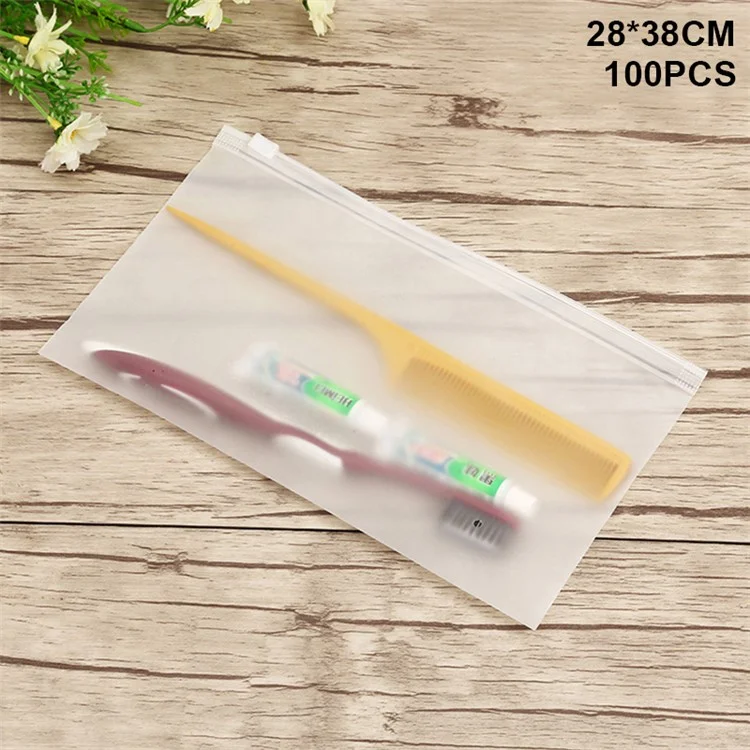 MX-063 100Pcs 28x38cm Clear EVA Sealing Bags Zipper Resealable Storage Pouches (16C Thickness)