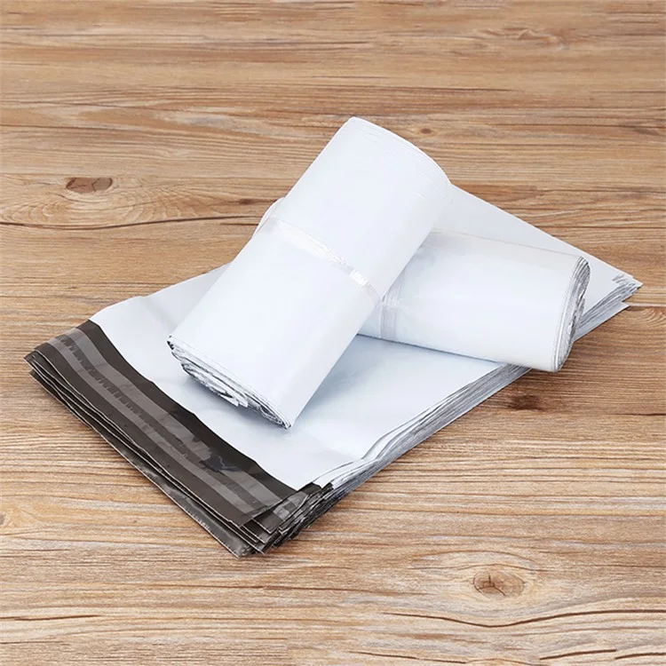 MX-060 100Pcs 20x29+4cm Shipping Bags Adhesive Strip Mailing Bags 11C Thickness - White
