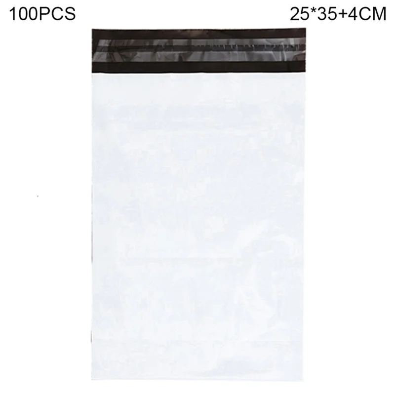 MX-060 100Pcs 25x35cm+4cm Mailing Postal Bags 11C Self-Sealing PE+PO Mailers Envelopes, White