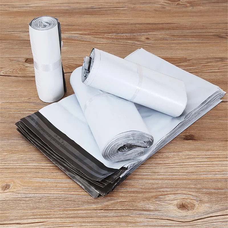 MX-060 100Pcs 25x35cm+4cm Mailing Postal Bags 11C Self-Sealing PE+PO Mailers Envelopes, White