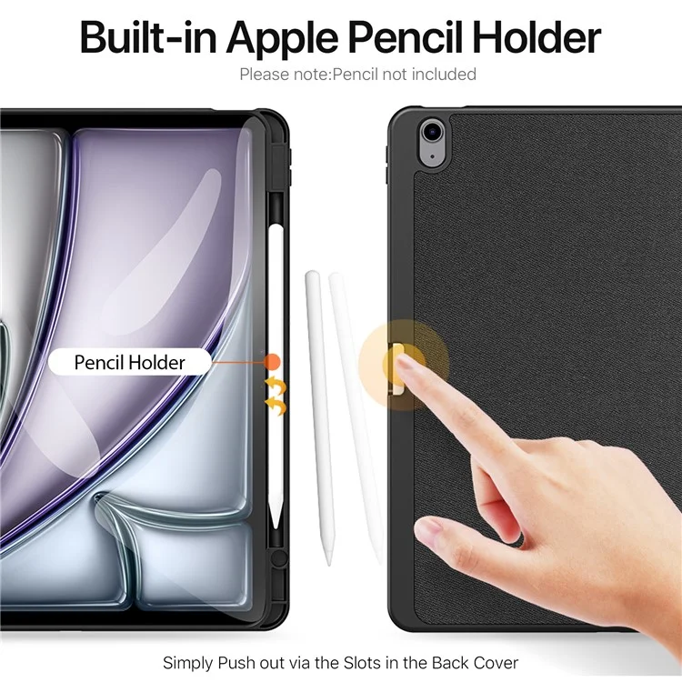 DUX DUCIS Domo Series für iPad Air 13 (2024) Hülle Tri-Fold Stand Leder Smart Tablet Cover mit Stifthalter - Schwarz