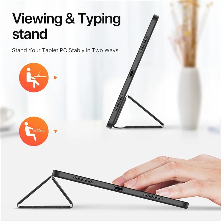DUX DUCIS Domo Series für iPad Air 13 (2024) Hülle Tri-Fold Stand Leder Smart Tablet Cover mit Stifthalter - Schwarz