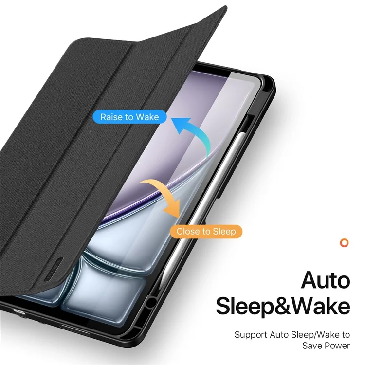 DUX DUCIS Domo Series für iPad Air 13 (2024) Hülle Tri-Fold Stand Leder Smart Tablet Cover mit Stifthalter - Schwarz