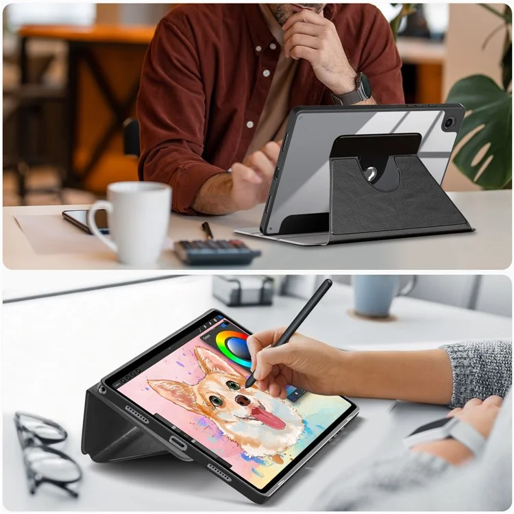 Per Samsung Galaxy Tab A8 10.5 (2021) sm-x200 / sm-x205 Custodia in Pelle + Acrilico + TPU Risveglio / Sospensione Automatica Custodia per Tablet - Nero