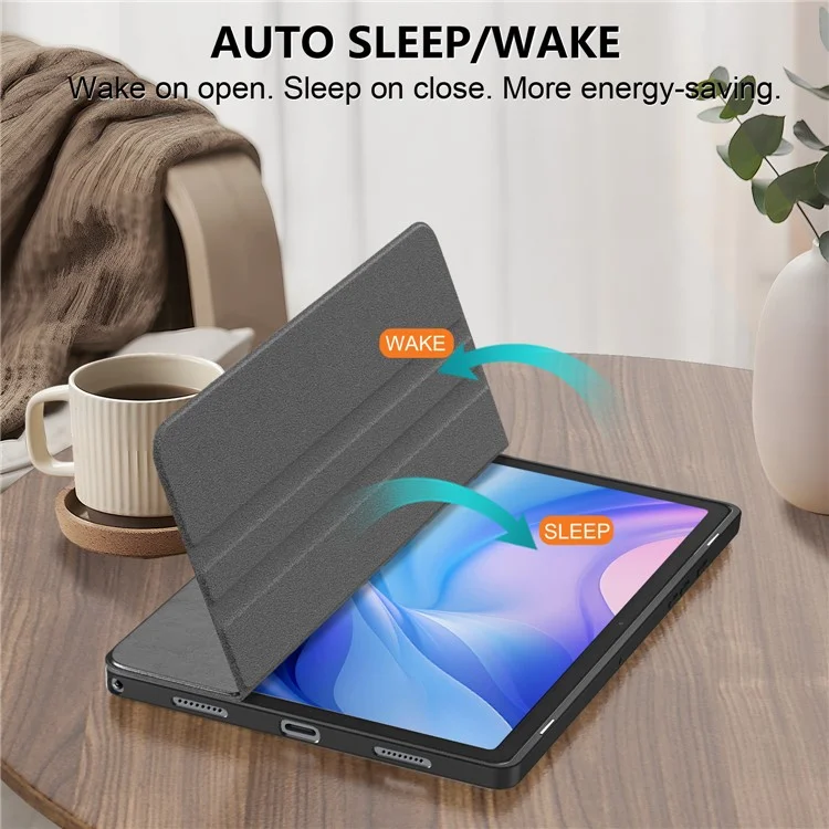 Per Samsung Galaxy Tab A8 10.5 (2021) sm-x200 / sm-x205 Custodia in Pelle + Acrilico + TPU Risveglio / Sospensione Automatica Custodia per Tablet - Nero