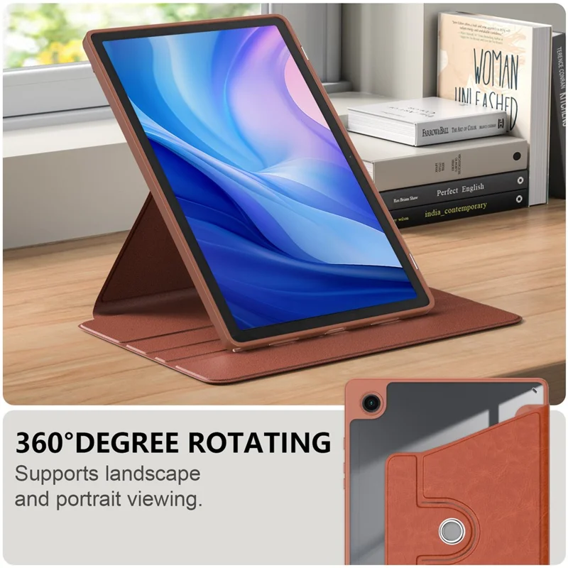 Per Samsung Galaxy Tab A8 10.5 (2021) sm-x200 / sm-x205 Custodia in pelle+acrilico+TPU Auto Wake / Sleep Tablet Cover - Marrone