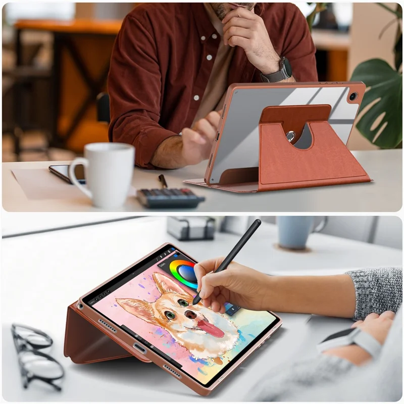 Per Samsung Galaxy Tab A8 10.5 (2021) sm-x200 / sm-x205 Custodia in pelle+acrilico+TPU Auto Wake / Sleep Tablet Cover - Marrone