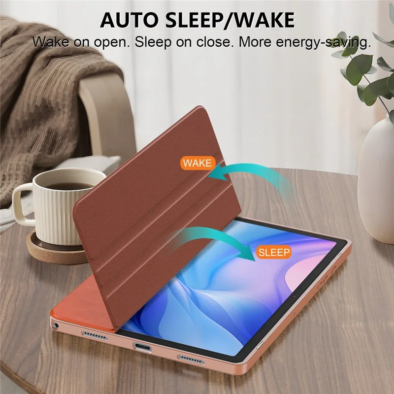 Per Samsung Galaxy Tab A8 10.5 (2021) sm-x200 / sm-x205 Custodia in pelle+acrilico+TPU Auto Wake / Sleep Tablet Cover - Marrone