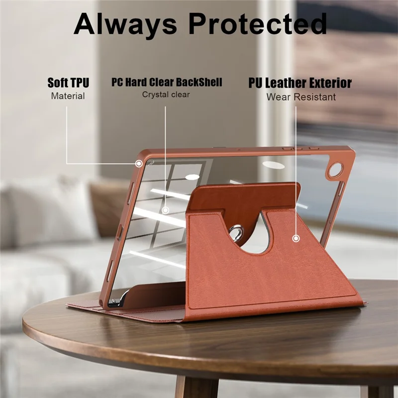 Per Samsung Galaxy Tab A8 10.5 (2021) sm-x200 / sm-x205 Custodia in pelle+acrilico+TPU Auto Wake / Sleep Tablet Cover - Marrone