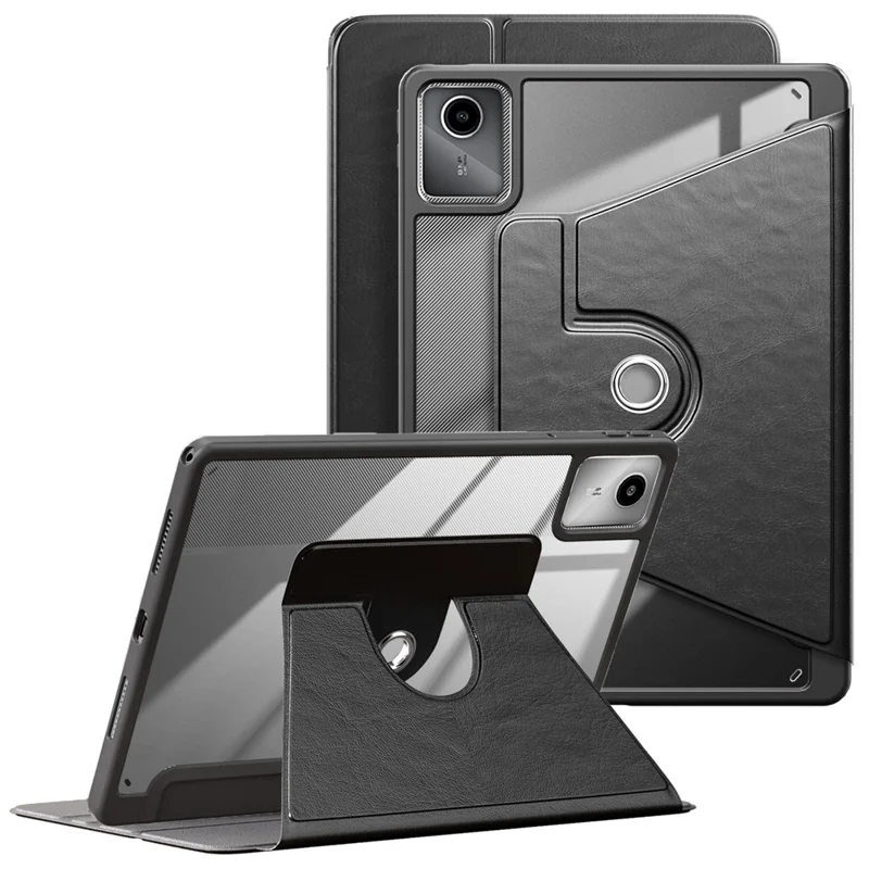 Per Lenovo Tab M11 TB330 / Xiaoxin Pad 11 2024 Custodia Supporto Ruotabile PU Pelle+Acrilico+TPU Cover Tablet - Nero
