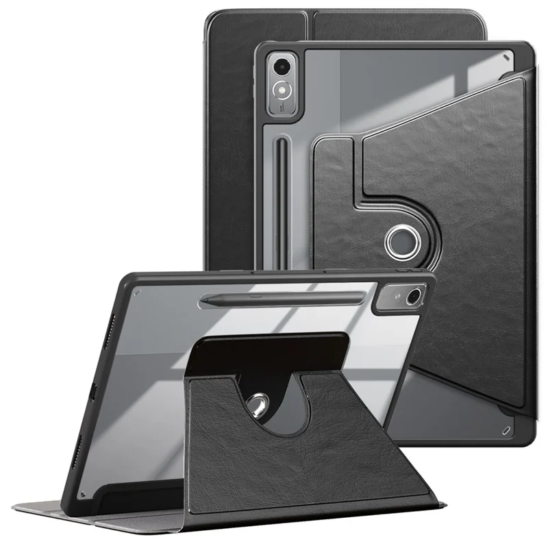 Per Lenovo Tab P12 TB371FC Custodia in Pelle + Acrilico + TPU Supporto Tablet Cover con Funzione Risveglio / Sospensione Automatica - Nero