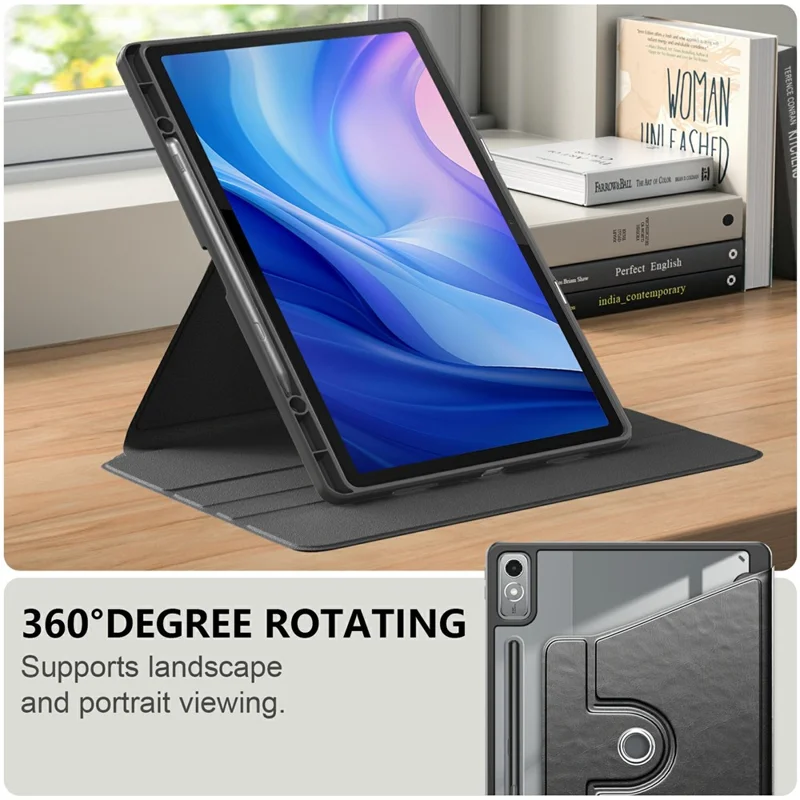 Per Lenovo Tab P12 TB371FC Custodia in Pelle + Acrilico + TPU Supporto Tablet Cover con Funzione Risveglio / Sospensione Automatica - Nero