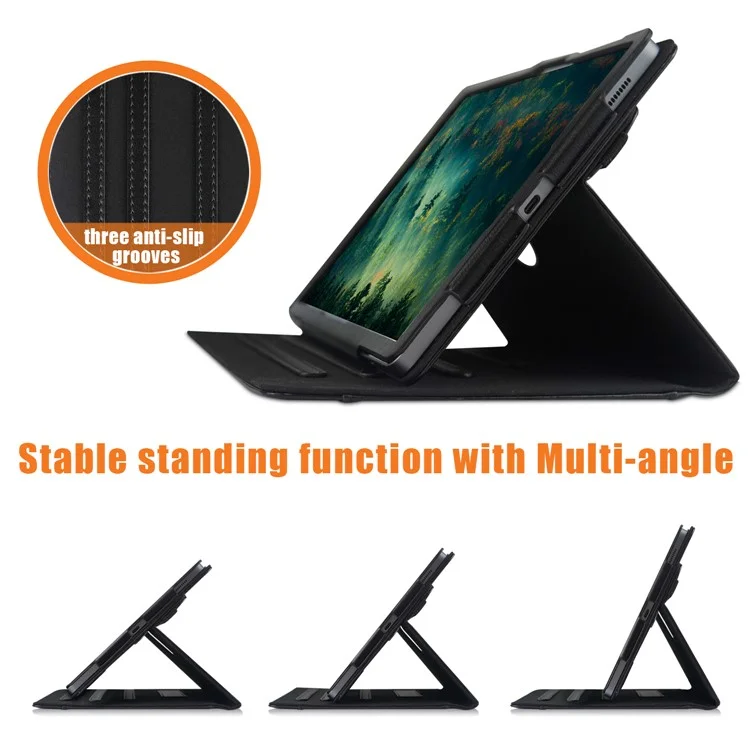 Para Samsung Galaxy Tab S7 T870 T875 / Tab S8 / Tab S9 X710 / Tab S9 FE X510 Funda Giratoria de Pie Cubierta de Tableta de Cuero - Negro